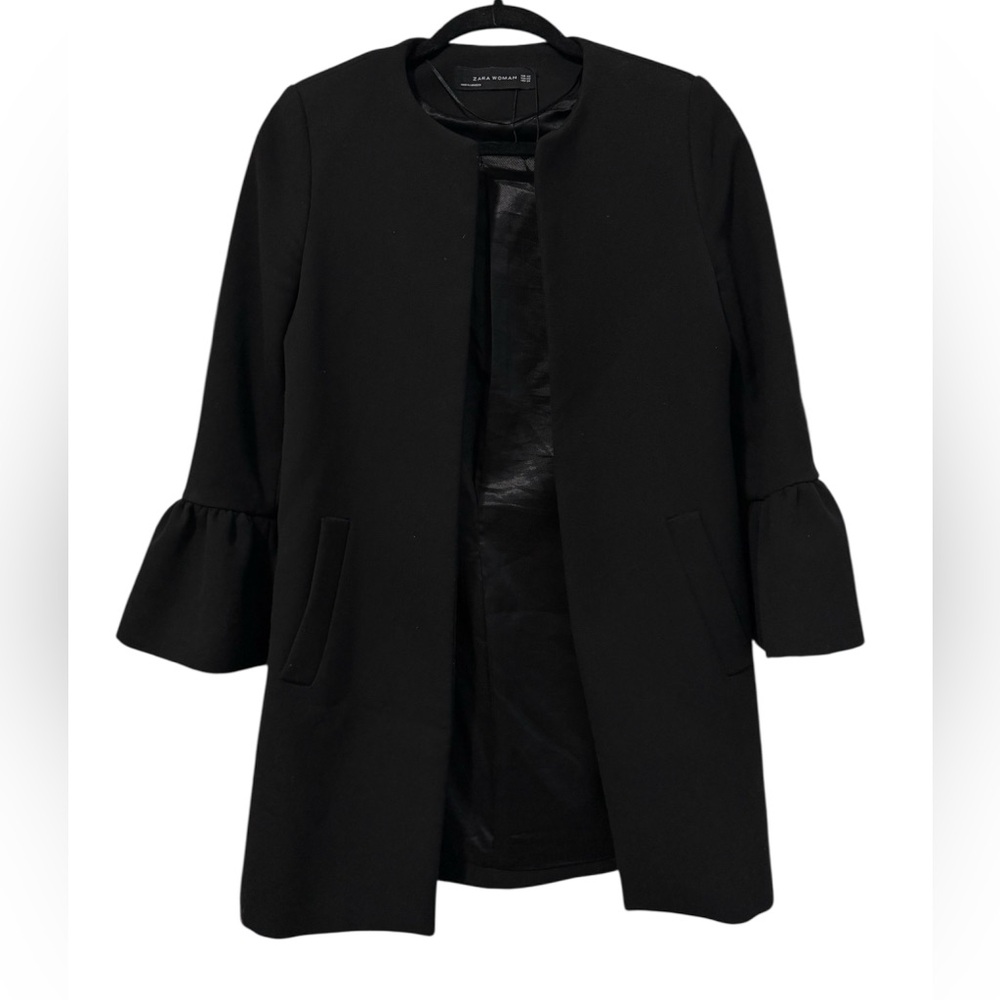 Black Zara Open Front Peacoat (Size XS)